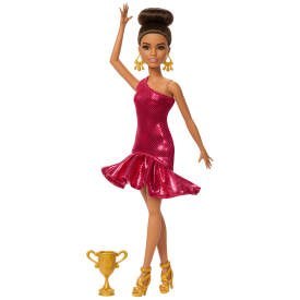 Barbie Tancerka Lalka modowa z brązowymi włosami upiętymi w kok JFR09