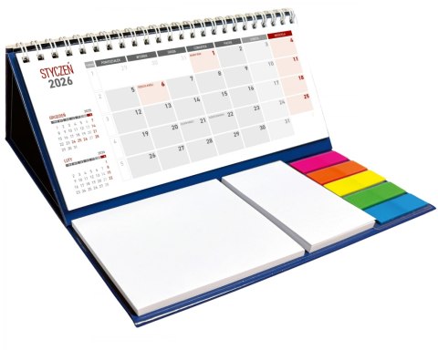 KALENDARZ BIURKOWY Z NOTESEM MIESIĘCZNY SPIRALOWANY NR KAT. KB054B GRANAT