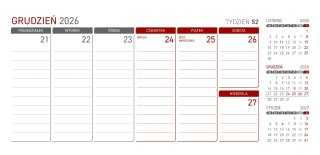 KALENDARZ BIURKOWY Z NOTESEM TYGODNIOWY SPIRALOWANY NR KAT. KB044B CZARNY