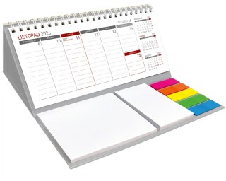 KALENDARZ BIURKOWY Z NOTESEM TYGODNIOWY SPIRALOWANY NR KAT. KB044B SZARY