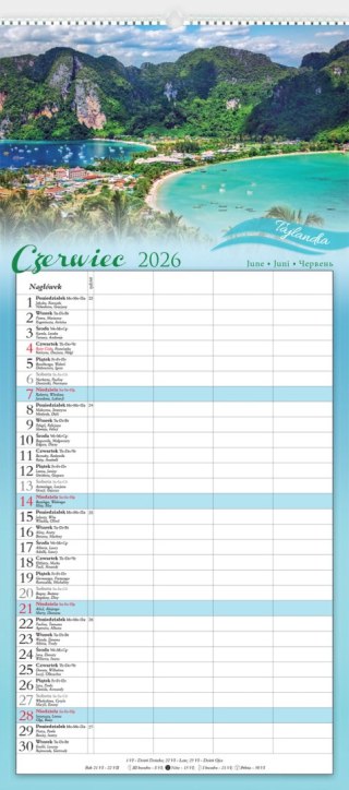 Kalendarz 13 planszowy 2/3A3 notatnikowy Wakacje LUCRUM WN03
