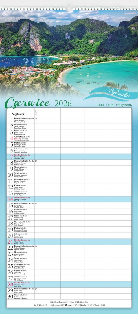 Kalendarz 13 planszowy 2/3A3 notatnikowy Wakacje LUCRUM WN03