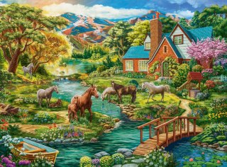 Puzzle 2000 el. Idyllic House with Horses CASTORLAND C-200931