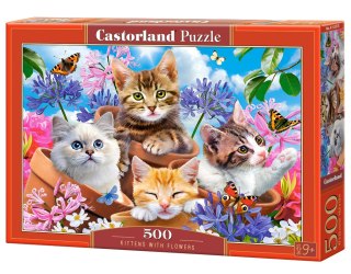 Puzzle 500 elementów Kittens with Flowers CASTORLAND B-53513