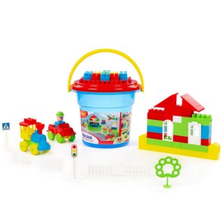Klocki 68el Budowniczy maxi w wiaderku niebieskie POLESIE 24392 WADP