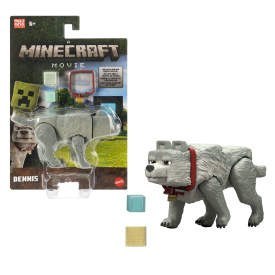 Mattel Minecraft Movie Wilk Figurka akcji 10 cm do ustawiania w różnych pozach i akcesoria JFR59 WB8