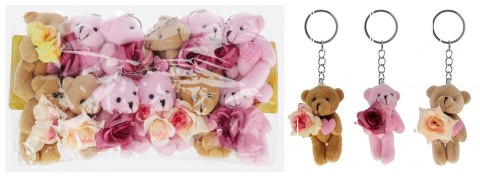BRELOK PLUSZ MIS Z ROZA 8CM MIX4 PBH A 12