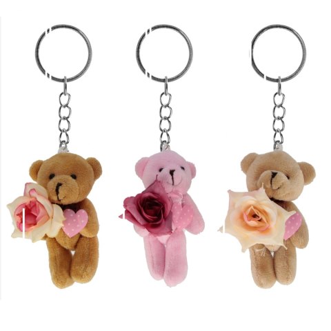 BRELOK PLUSZ MIS Z ROZA 8CM MIX4 PBH A 12