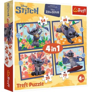 Puzzle 4w1 Stitch wakacje na Hawajach TREFL 34666 TREF