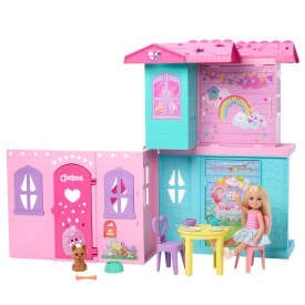 Barbie Chelsea Rozkładany domek dla lalek Zestaw do zabawy z ponad 15 akcesoriami