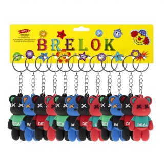 Brelok gumowy 5 cm Miś Real mix op.12 szt. D42965