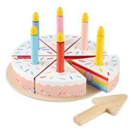 Fisher-Price Drewniany tort urodzinowy Zestaw z 14 elementami do zabawy w dekorowanie i serwowanie