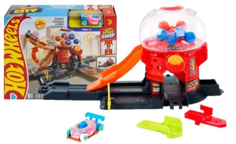 Hot Wheels City Sklepik Guma balonowa i metalowy samochód w kształcie pączka