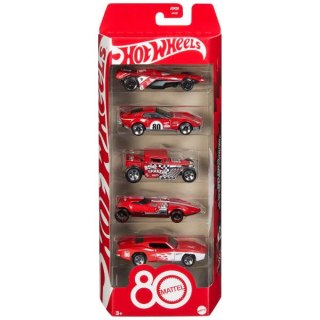 Hot Wheels Mattel 80-lecie Samochodziki 5-pak w skali 1:64 z wyjątkowymi dekoracjami JGK08 B/C12