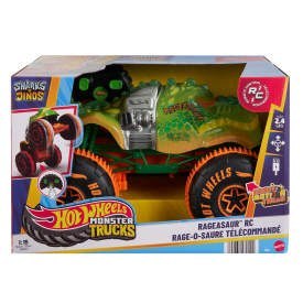 Hot Wheels Monster Trucks RC Rageasaur Pojazd zdalnie sterowany Zabawka w skali 1:15 z oponami Grip Action do jazdy po różnorodn