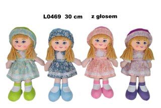 LALKA SZMACIANA Z GLOSEM 30CM W KAPELUSZU SA FOL