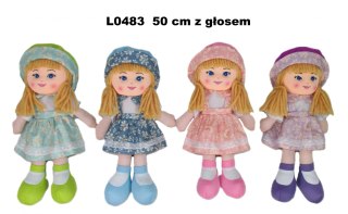 LALKA SZMACIANA Z GLOSEM 50CM W KAPELUSZU SA FOL
