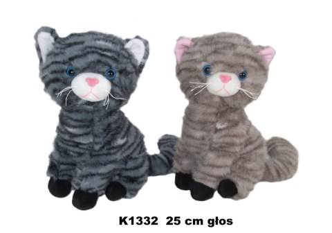 PLUSZAK KOT Z GLOSEM 25CM 2KOL SIEDZACY SA