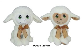 PLUSZAK OWCA 20CM Z KOKARDKA SIEDZACA 2KOL