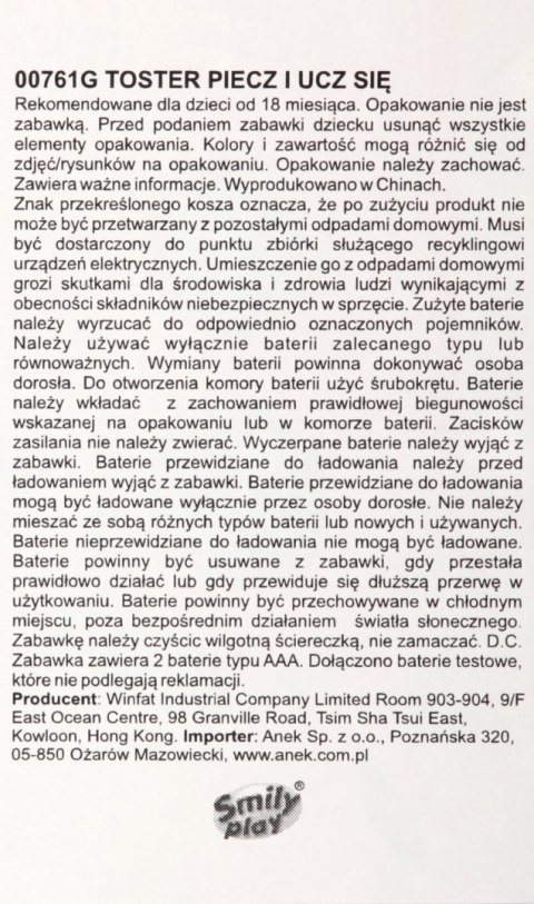 Piekarnik edukacyjny akcesoria 18x24x11 SMILY PLAY 00761G AN