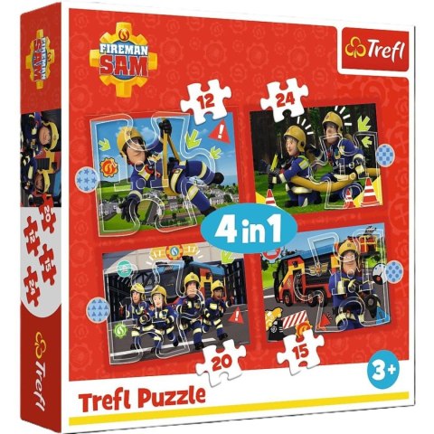 Puzzle 4w1 Przygody Strażaka Sama TREFL 34632 TR