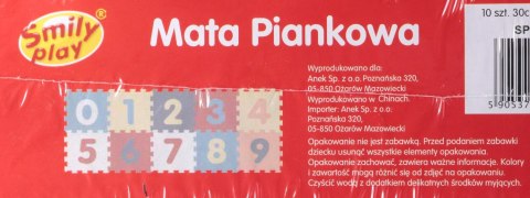 Puzzle piankowe mata 30x30 10el Cyferki SMILY PLAY SP84736