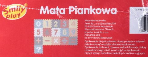 Puzzle piankowe mata 30x30 16el Cyferki SMILY PLAY SP84737