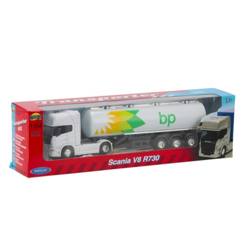 Auto ciężarowe metalowe cysterna Scania 30x9x6 Welly 58016