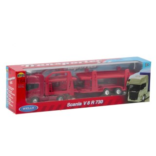 Auto ciężarowe metalowe laweta Scania 30x9x6 Welly 68023