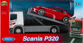 Auto ciężarowe metalowe laweta Scania akcesoria 18x10x6 Welly 01362