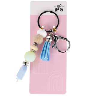 Brelok 7 cm silikonowy/drewniany niebieski MFP 1042533