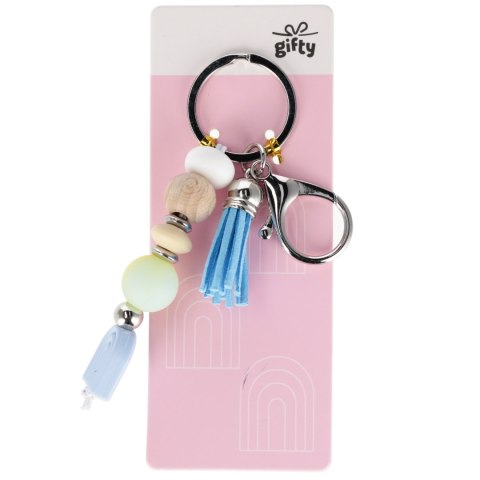 Brelok 7 cm silikonowy/drewniany niebieski MFP 1042533