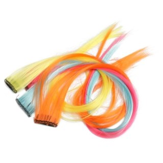 Fluorescencyjne pasemka do przedłużania włosów 50 cm 6 kolorów mix