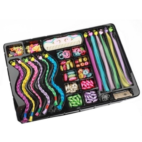 Zestaw do stylizacji włosów koraliki, spinki, pasemka i akcesoria