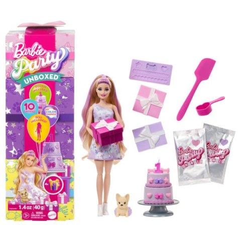 Barbie Party Unboxed Imprezowe niespodzianki Urodziny pieska Zestaw Asortyment JFG68 T3