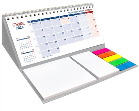 KALENDARZ SZKOLNY BIURKOWY Z NOTESEM SPIRALOWANY NR KAT. KB057B SZARY