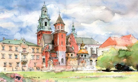 Kalendarz 13 planszowy 1/3A3 notatnikowy Akwarele z Polski LUCRUM WN04