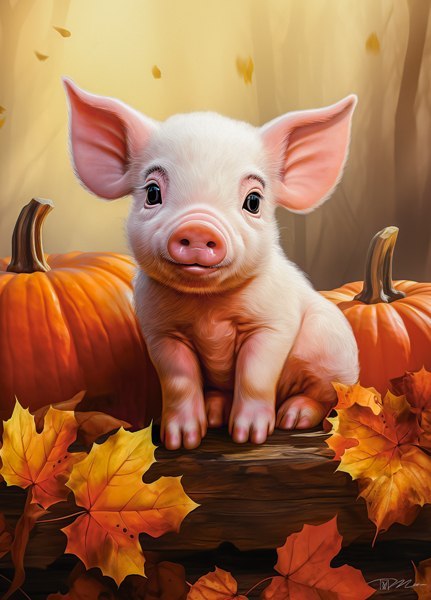 Puzzle 60 el. Cute Fall Piglet CASTORLAND B-066285