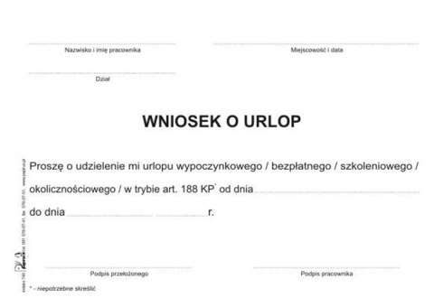 Wniosek o urlop offset A6