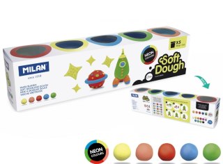 Ciastolina MILAN NEON, 5 kolorów x 142 g