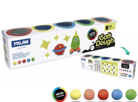 Ciastolina MILAN NEON, 5 kolorów x 142 g