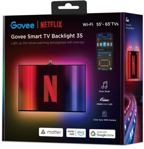 Govee H6098 Envisual TV Backlight Netflix Co-branding Version Taśma LED podświetlenie dla TV 55-65 cali, RGBIC, Wi-Fi+Bluetooth