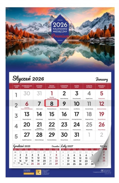 Kalendarz jednodzielny 29x47 cm Premium KALPOL BIS 474551 KAL