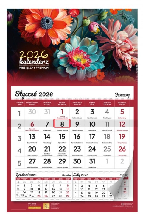 Kalendarz jednodzielny 29x47 cm Premium KALPOL BIS 474551 KAL