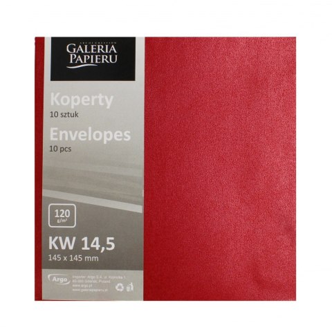 Koperta 14,5x14,5 czerwona perła Galeria Papieru op.10 szt. ARGO 280717 ARG