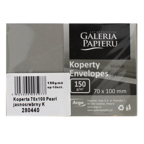 Koperta 70x100 NK srebrna perła OP10SZT GAL PAP ARGO 280440 GAL