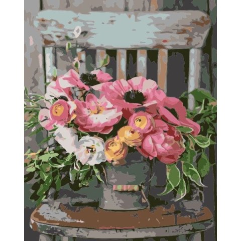Malowanie po numerach Bukiet na krześle 40x50 cm FLAMINGO LINE