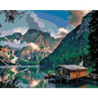 Malowanie po numerach Przystań nad górskim jeziorem 40x50 cm FLAMINGO LINE