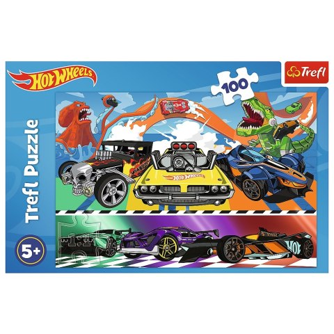 Puzzle 100 elementów Hot Wheels Pędzące samochody TREFL 16466 TR