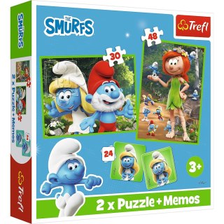 Puzzle 2w1 z memos Wesołe zabawy smerfów TREFL 93656 TR